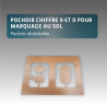 Pochoir chiffre 9 et 0 pour marquage au sol